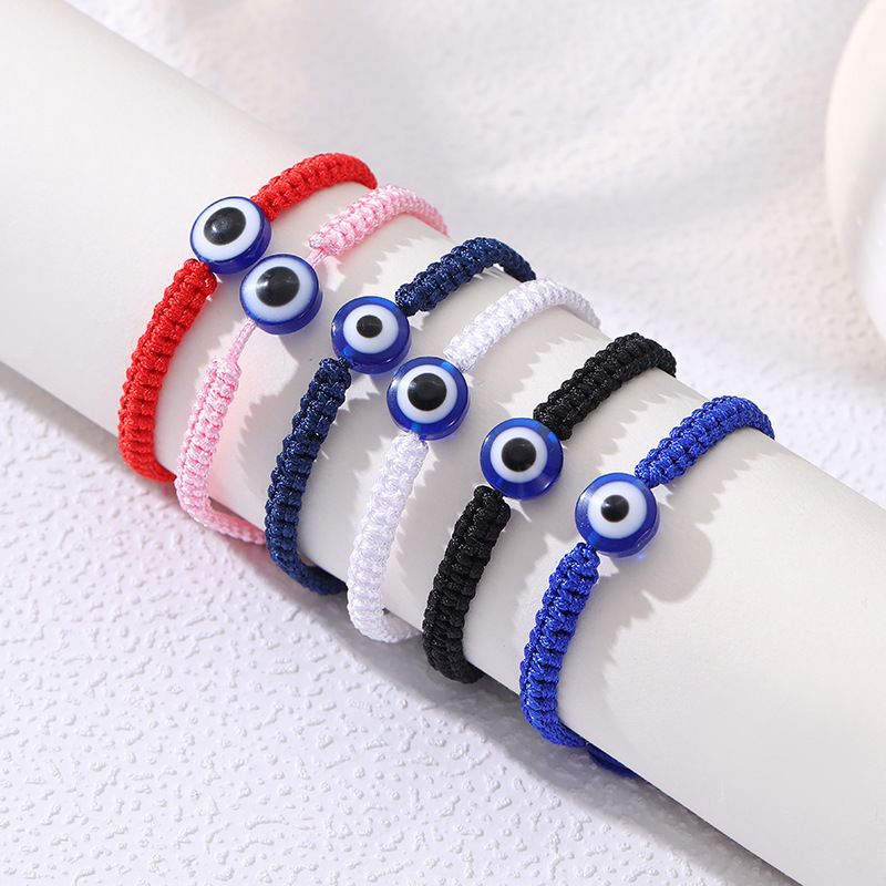Europe and the United States cross-border hot jewelry blue eyes evil eye red rope hand woven devil's eye adjustable knot bracelet