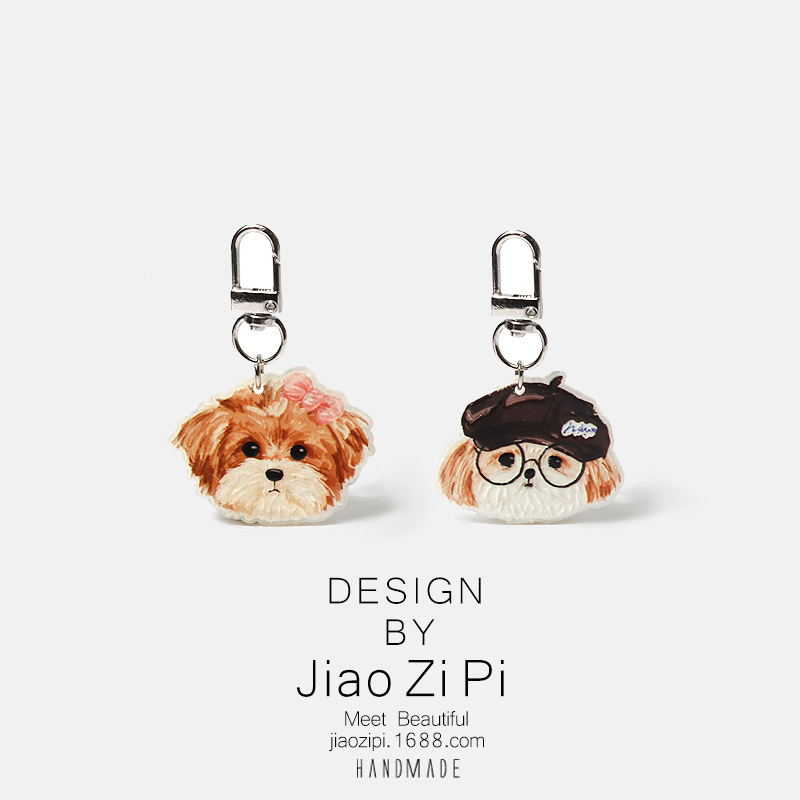 Creative Fashion-Inspired Dog Keychain, Cartoon Cute Acrylic Pendant, Personalized Accessory for Women, Gift for Best Friend