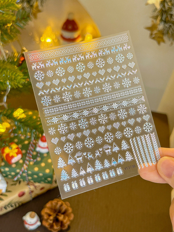 YITU蟻図愛雪花クリスマスシリーズヘラジカネイルシールクリスマスツリー毛爪装飾YT3736|undefined