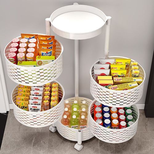 Kitchen vegetable shelf floor standing household multi-functional rotating no installation vegetable basket multi-layer fruit and vegetable storage rack