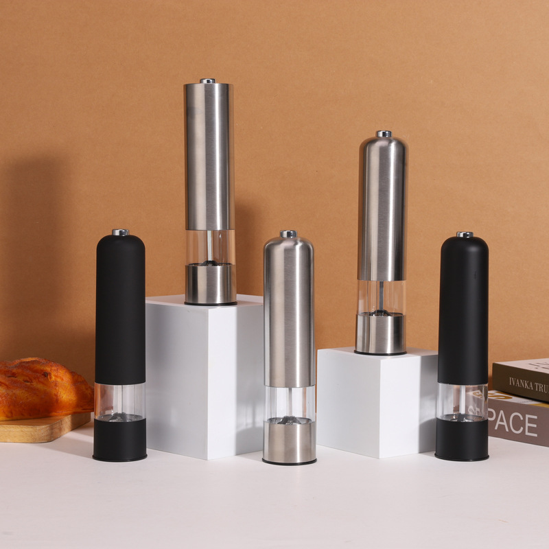 Electric Stainless Steel Pepper Grinder Electric Small Grinding Bottle Baking Seasoning Jar Black Pepper Grinder Wholesale