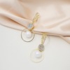 Silver needle, long brand earrings from pearl, simple and elegant design, fitted