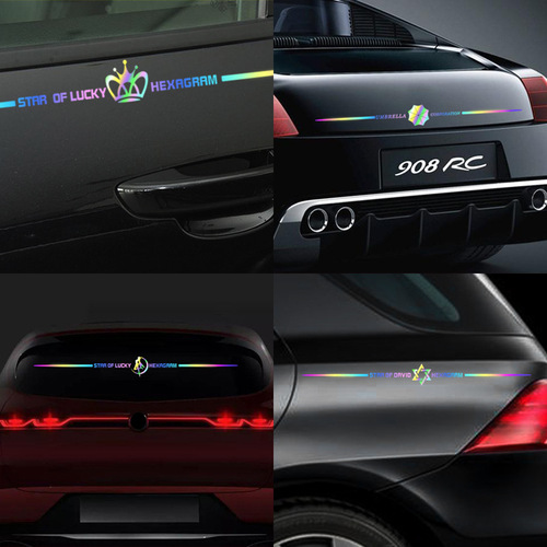 Rainbow Laser Foil Car Sticker Personalized Car Decal with Custom Text Front Windshield Rear Windshield Back Window Decoration