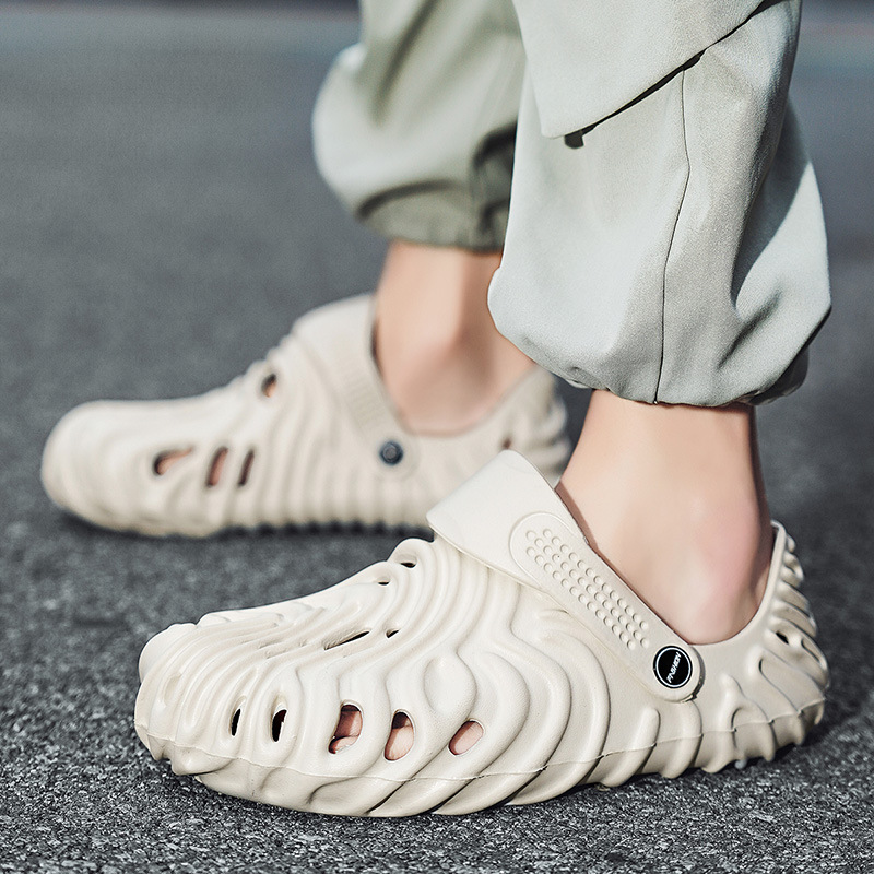 Sandalias de playa al aire libre de moda para hombres y mujeres, medio remolque, sandalias de doble uso de gran tamaño transfronterizo de verano, zapatos con agujeros al aire libre