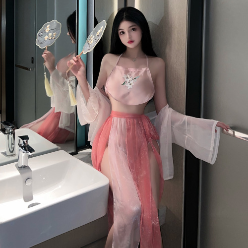Sexy lingerie, ancient style chiffon gauze skirt, large size apron, sexy style cos Hanfu, tempting small breast flirting suit