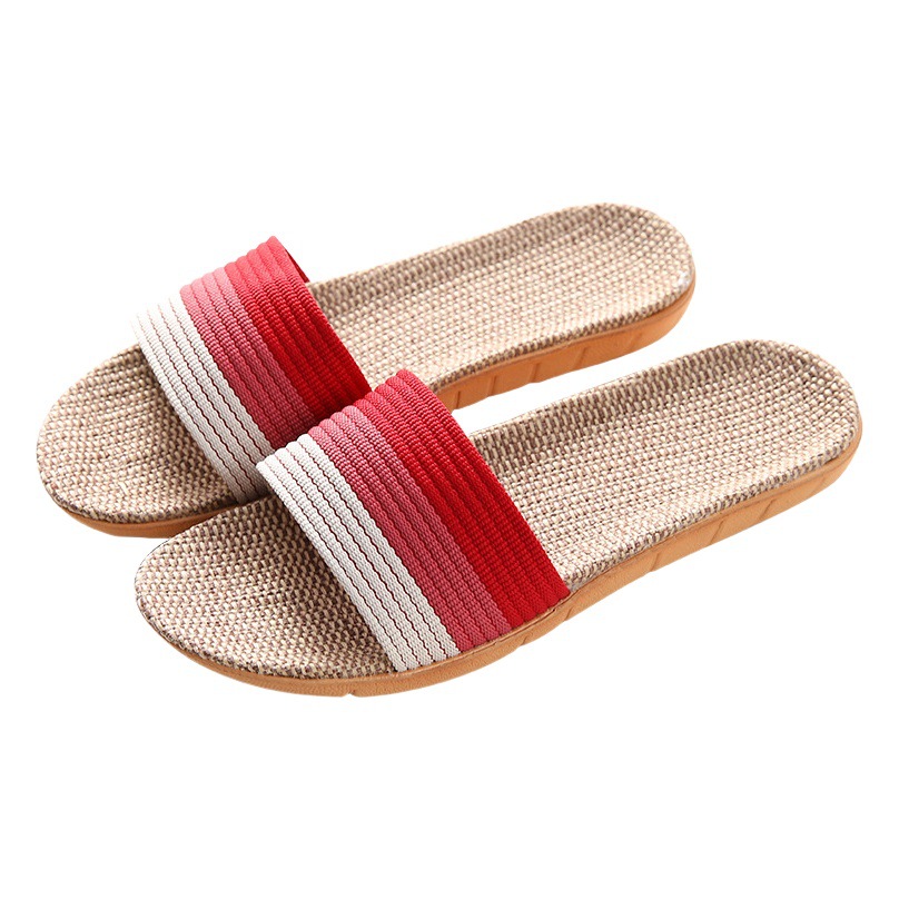 New Four Seasons Linen Slippers Women's Indoor Mute Light Home Thick Bottom Soft Bottom Couple Wooden Floor Slippers Wholesale