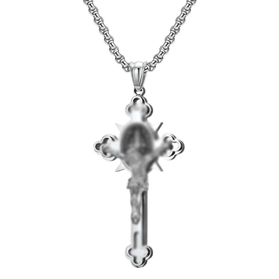 Transfronterizo europeo y americano estilo nicho diseño titanio acero Cruz collar personalidad luz lujo moda hombres desgaste accesorios colgante