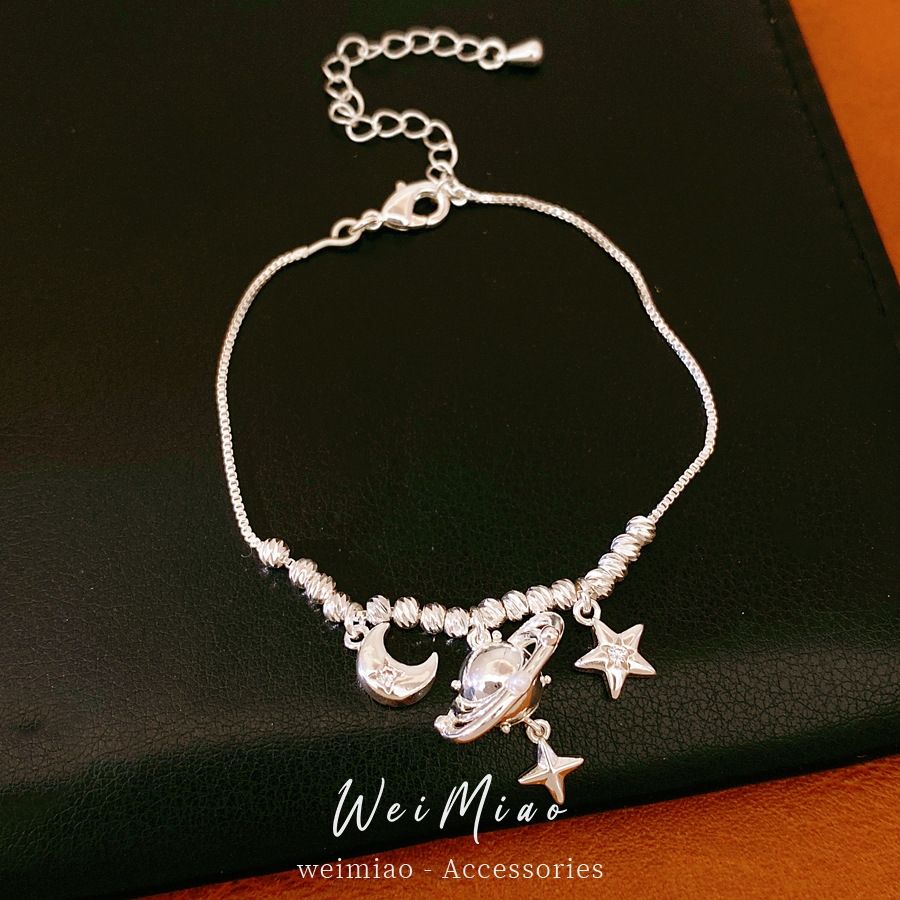 Piedra de roca, luna, estrellas, collares de Saturno, lujo ligero, nicho, moda diaria, conjunto de joyas al por mayor image 4