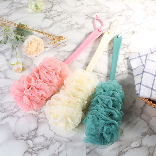 Large bathroom brush with lanyard long handle bath ball flower bath brush bath brush bath brush bath back rub