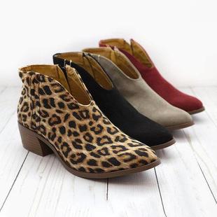 2019 autumn cross-border supply Wish Amazon best selling foreign trade plus size women's leopard print thick heel women's boots in stock