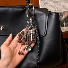 miu系包包挂件咖啡豆串珠钥匙扣小众独特设计手工编绳包挂饰配件