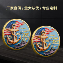 国境を越えたアメリカ250周年記念コイン、軍事コイン、チャレンジコイン、メタルレリーフカラー印刷記念メダルギフト