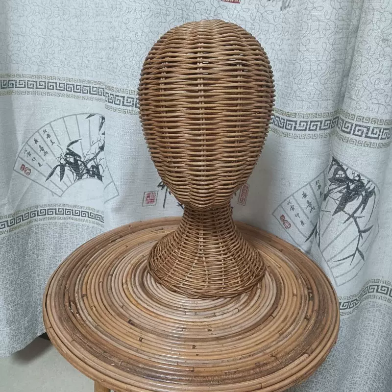 新款人脸藤编帽子展示架家居人像帽子摆件藤编帽托商场模特展示架