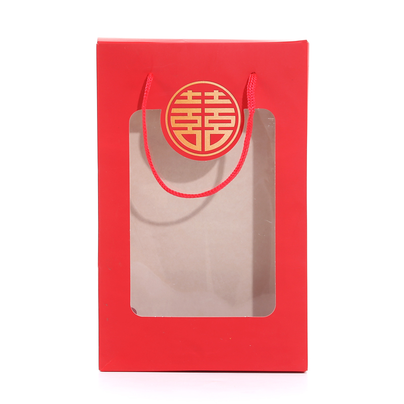 Caja de regalo de toallas caja vacía caja de boda caja de regalo festiva roja sensación de caja de embalaje bolsas de mano