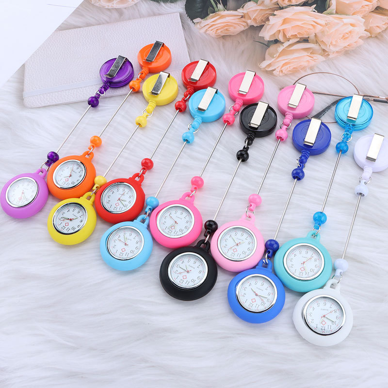 Reloj colgante de enfermera con cuentas de bricolaje, hebilla fácil de tirar, reloj colgante de prueba de cuero de cronógrafo con cordón de cuentas de marca, reloj de estudiante lindo creativo image 5