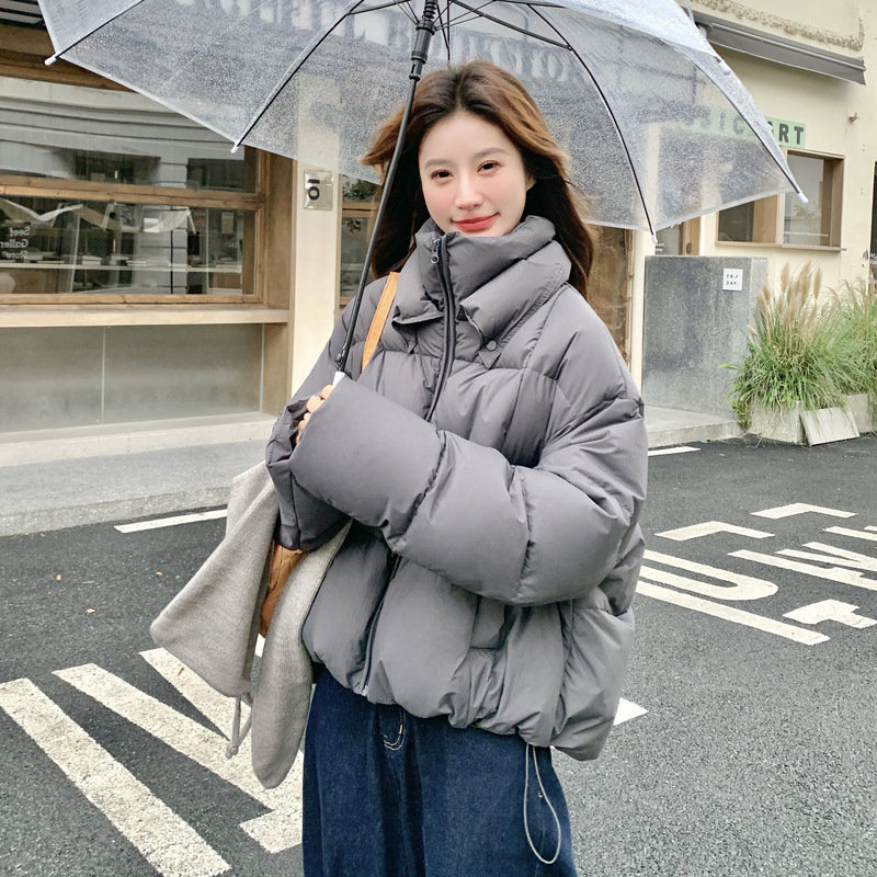 针织兔耳朵披肩90白鸭绒羽绒服女短款2025年冬新款加厚保暖面包服