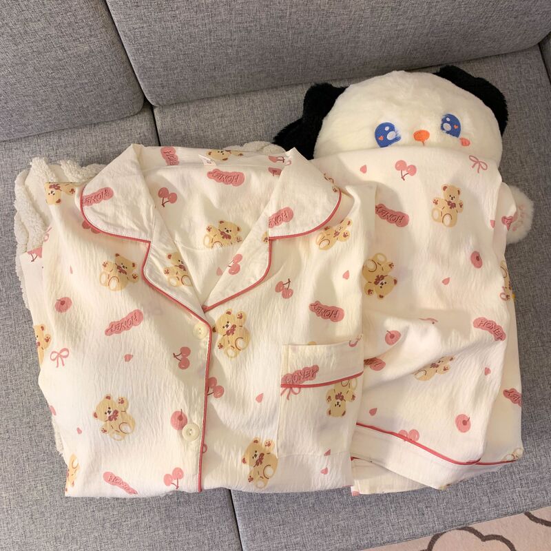 Source Factory Cloud Cotton Pajamas for Women 2026 Spring and Autumn Long Sleeve Loose Fit Soft Skin-Friendly Homewear Wholesale in Stock Source Factory Cloud Cotton Pajamas for Women 2026 Spring and Autumn Long Sleeve Loose Fit Soft Skin-Friendly Homewear Wholesale in Stock