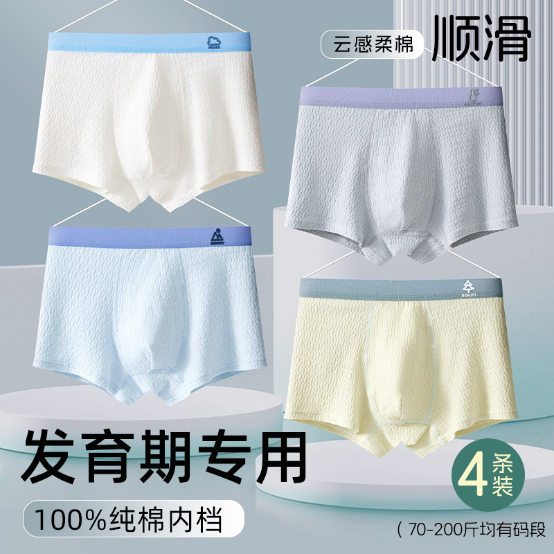 青少年内裤男童发育期纯棉a类男生中大童大码初高中生不夹屁屁|undefined