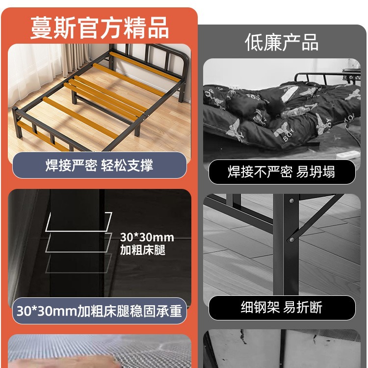 Cama plegable Cama simple para el hogar individual Cama supletoria Cama pequeña para el almuerzo de 1,2 m Cama de hierro dura para adultos
