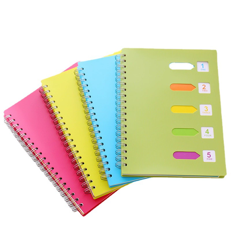 Spiral Sectioned Student Notebook, Korean Style, A5/B5 with Colored Tab Dividers