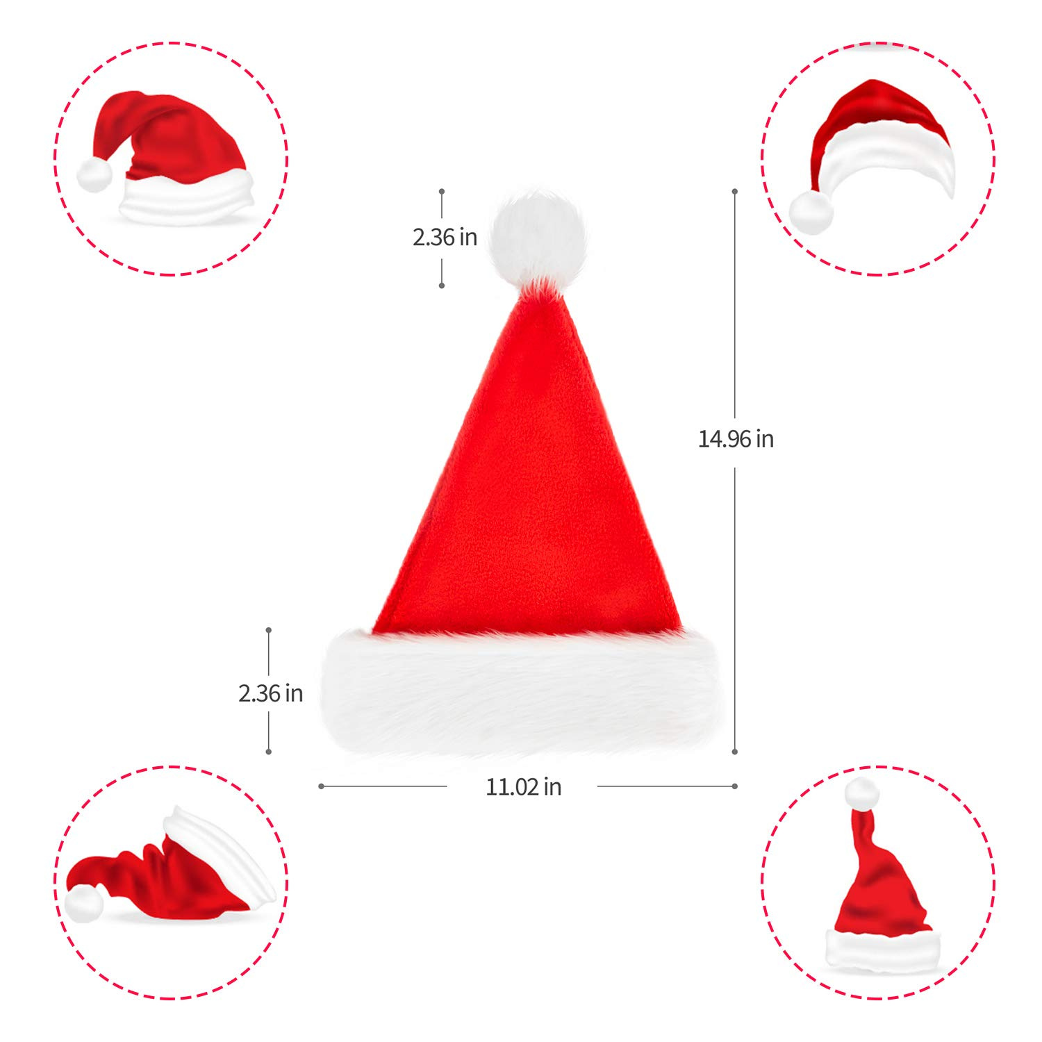 Cross-border exclusivo de alta gama de felpa sombrero de Navidad para niños decoraciones de Navidad suministros de Navidad al por mayor sombrero de Navidad