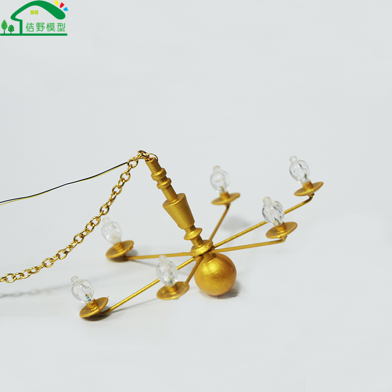 Mini lámpara modelo metal antiguo seis-cabeza sala de estar luminosa lámpara nuevo edificio arena bandeja interior modelo material 3V