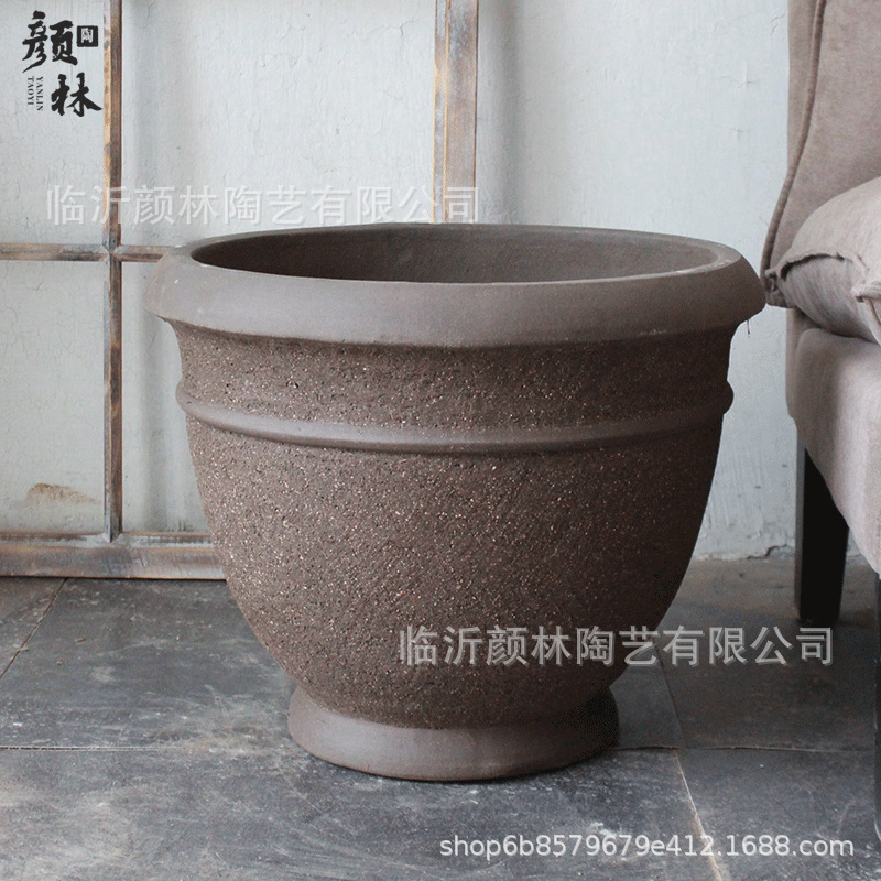 Plantas grandes macetas decoración de la villa de hierro árboles grandes macetas de arena púrpura macetas de cerámica gruesa macetas de cerámica marrón maceta