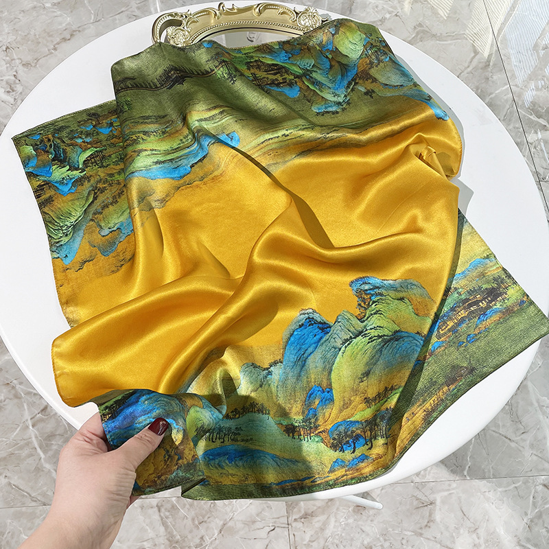 白黒の幾何学のストライプの韓国版の百合のシルクのスカーフの桑のシルクのスカーフの女性の春夏のファッションの薄いタイプのスカーフの贈り物