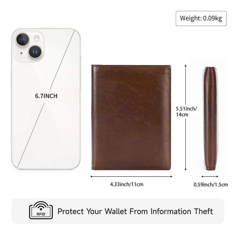 Ví da thật đựng hộ chiếu chống trộm RFID nhiều khe thẻ cầm tay mỏng — Cà phê dầu