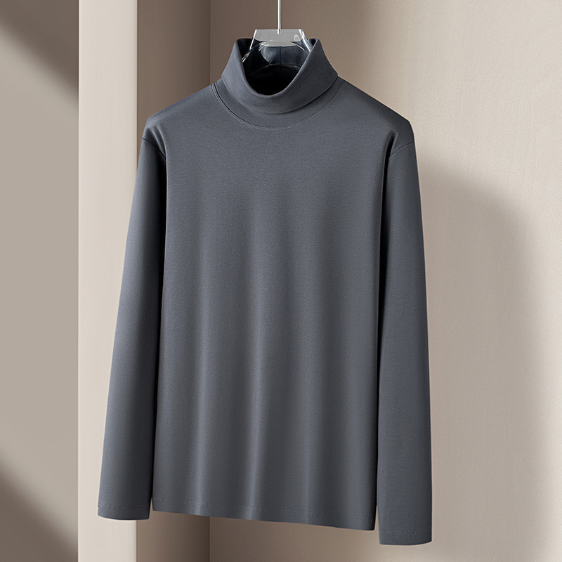 液体アンモニアシルケットコットンタートルネックボトリングシャツメンズ春秋帯電防止長袖Tシャツ肌に優しいインナートップミッドカラー|undefined