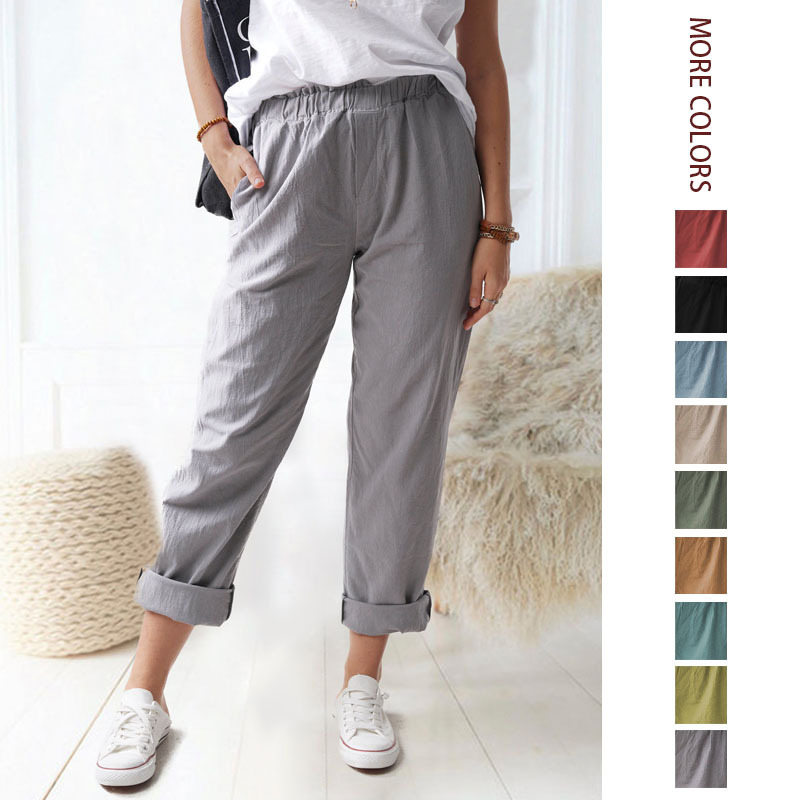 2026 Amazon Summer Independent Site European and American Cross-Border Foreign Trade Shopee Women's Casual Elastic Straight-Leg Pants Fashionable