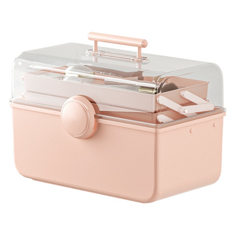 Gran capacidad cosmética caja de almacenamiento Internet celebridad plástico a prueba de polvo transparente escritorio portátil caja de almacenamiento de medicina