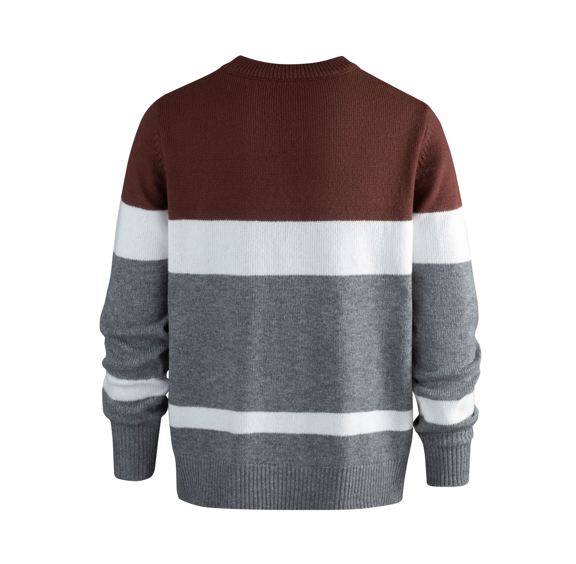 Pull en tricot à blocs de couleurs pour homme, motif torsadé rétro, manches longues, col ras du cou, tenue chaude et décontractée pour l'automne et l'hiver_voghion.com