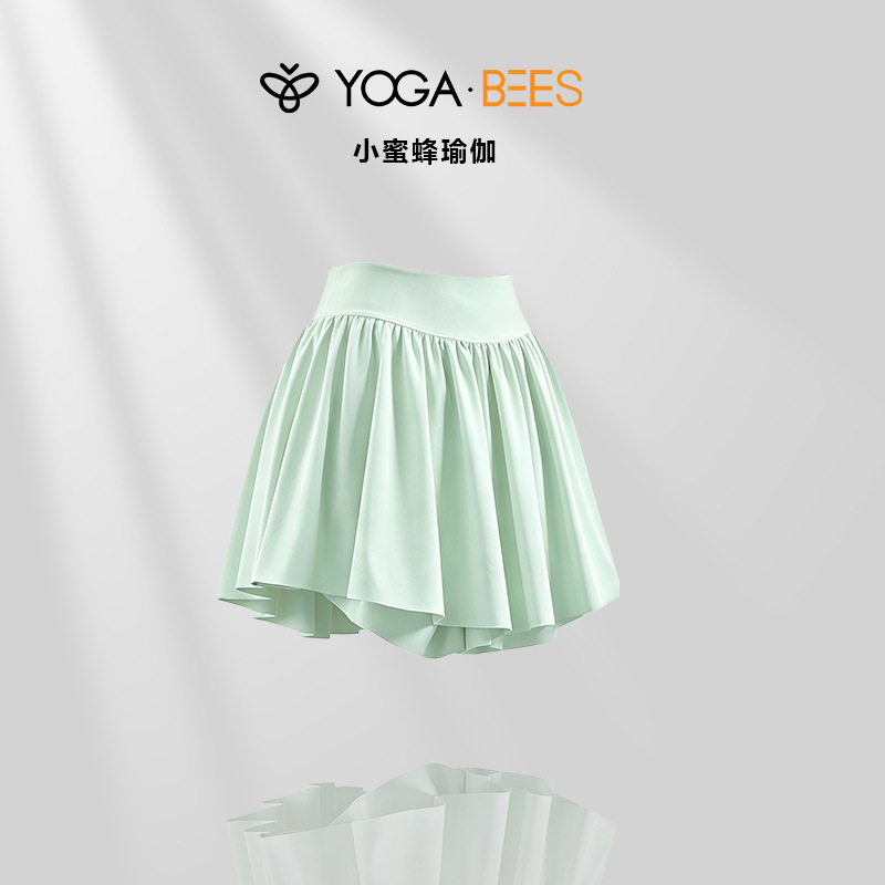 Export-quality yoga seamless high-waisted sports mesh short skirt, anti-exposure pleated skirt for e-commerce supply XH152