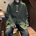 新中式国风衬衫男2024夏季新款设计感青少年小众宽松古风衬衣外套