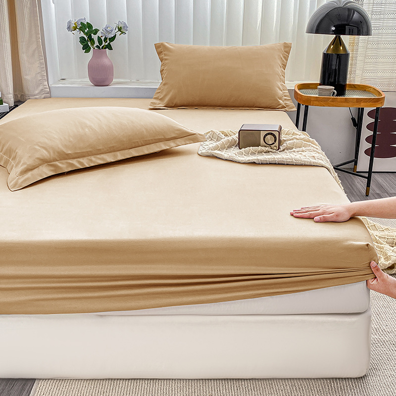 Pengamplasan tempat tidur tunggal khakis dangkal / Lembar dipasang tunggal disikat 90*200cm