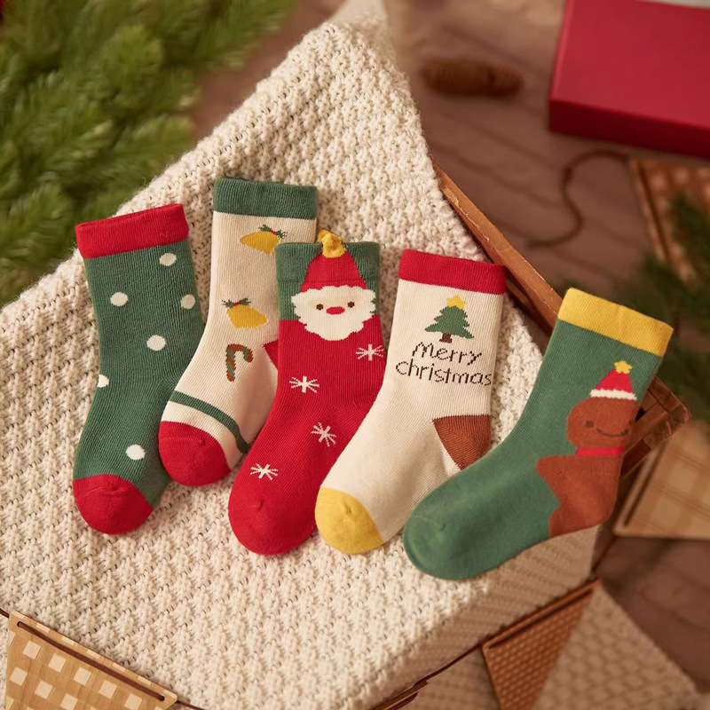 [Explosions] children's Christmas socks children's baby boys and girls cartoon Christmas gift tube breathable student socks