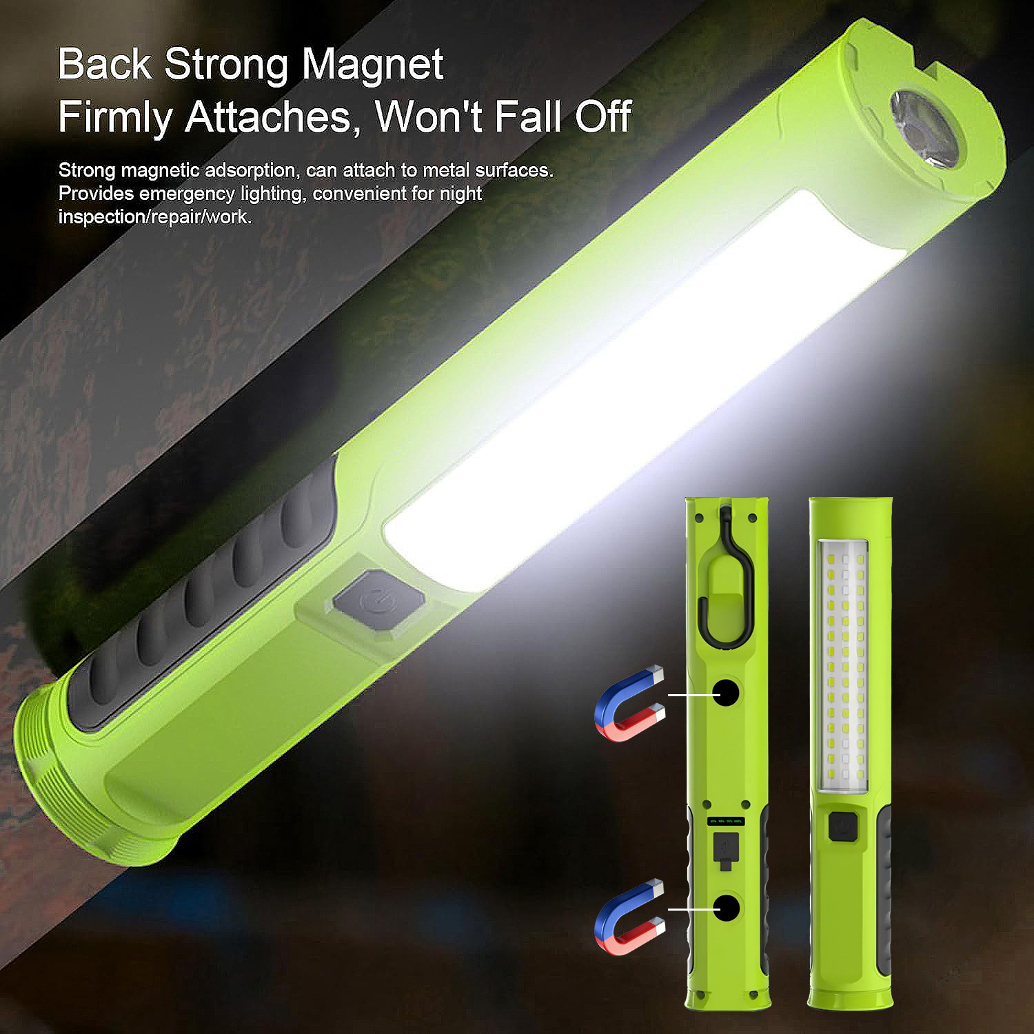 Led Car Repair Work Light, Rechargeable with Magnet, Handheld Anti-Fall Car Repair Light, Emergency Light