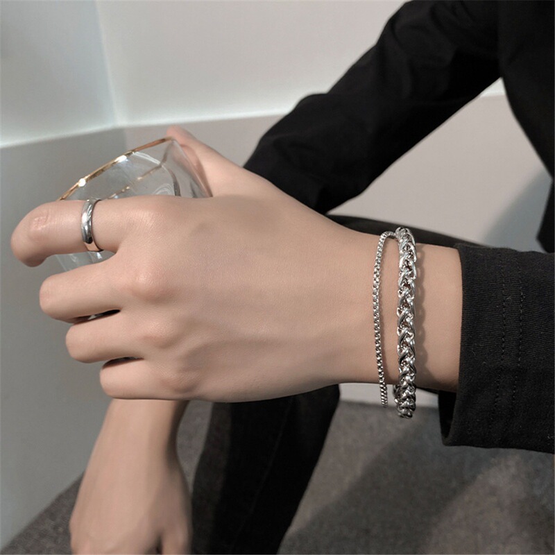 Star Amazon Hot Selling European and American Aggressive Men's Personality Charm Titanium Steel Bracelet Double Chain Keel Bracelet