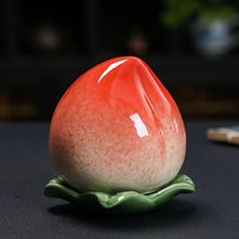 桃子茶叶罐陶瓷寿桃喜糖罐祝寿礼物小号水果存储罐礼品罐印制LOGO