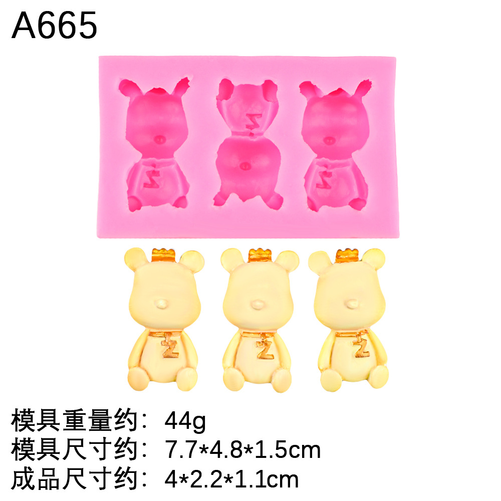 Pajarita de oso de dibujos animados epoxi molde de silicona galleta molde de fondant de chocolate herramienta de molde de yeso hecho a mano de bricolaje