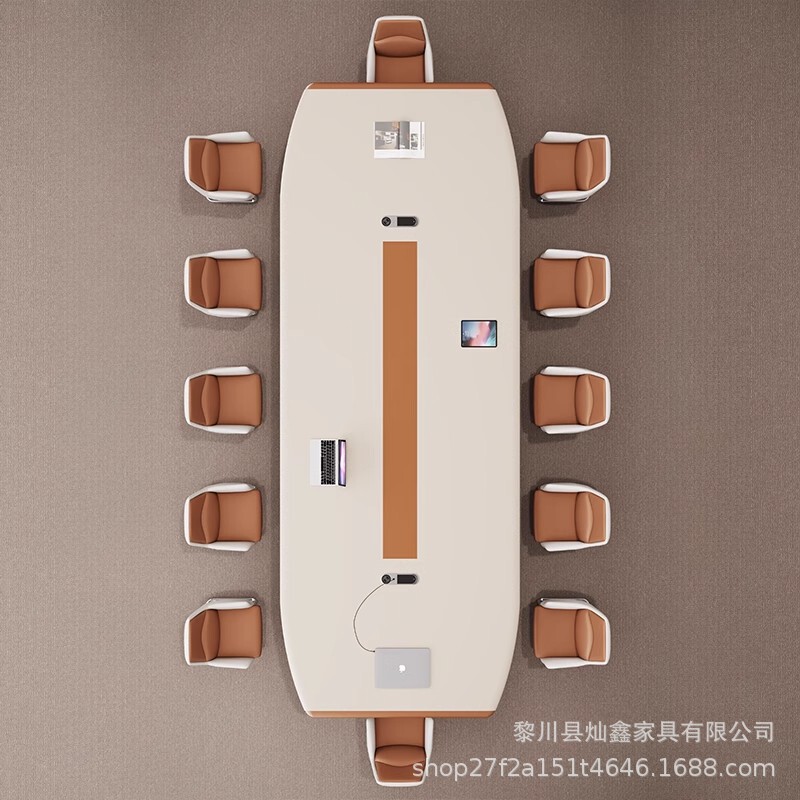 塗装会議テーブル長テーブルシンプル現代ファッションオフィス大型商談テーブルと椅子の組み合わせ長テーブルトレーニングテーブル|undefined