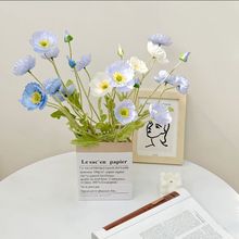 仿真植绒虞美人假花 婚礼堂布景家居装饰 软装花艺摄影道具手捧花