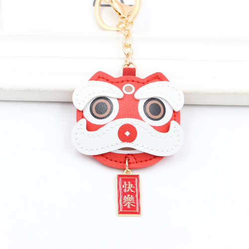 PU Small Tiger Keychain Pendant Lucky Tiger Bag Hook Small Tiger Combined Tag Gold Car Keychain Pendant