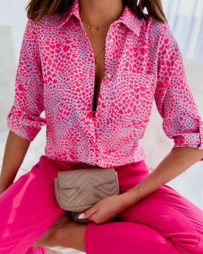 2022 tops transfronterizos de primavera y otoño de las mujeres europeas y americanas de comercio exterior independientes Amazon camisa de manga larga camisa estampada para mujeres