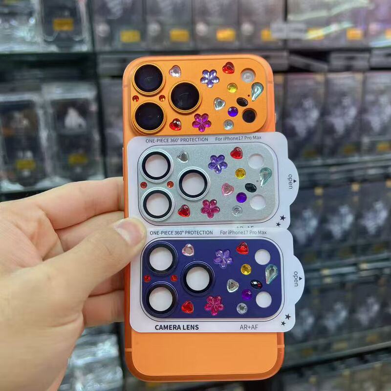 Suitable for iPhone 17 Pro Max Lens Film with Built-In Colored Diamonds, 17 Pro Colored Diamond Armor Integrated Lens Protective Film Suitable for iPhone 17 Pro Max Lens Film with Built-In Colored Diamonds, 17 Pro Colored Diamond Armor Integrated Lens Protective Film