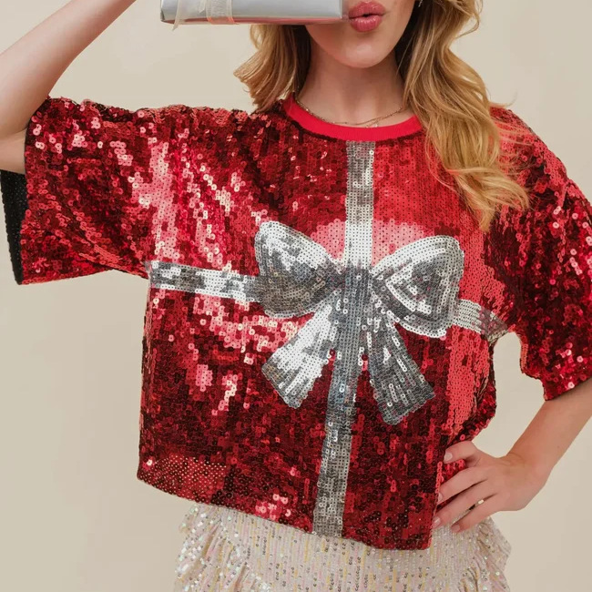 Regular Sleeve Sleeve Type Wholesale Women's Simple Style Christmas Tree Rugby Half Sleeve Sequins T-Shirts