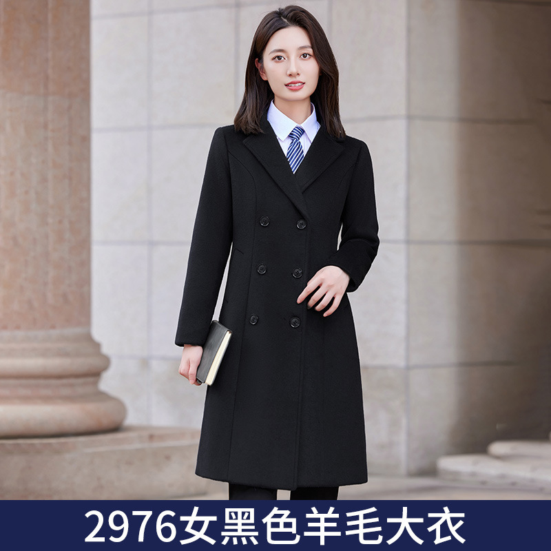 여성용 블랙 울 코트