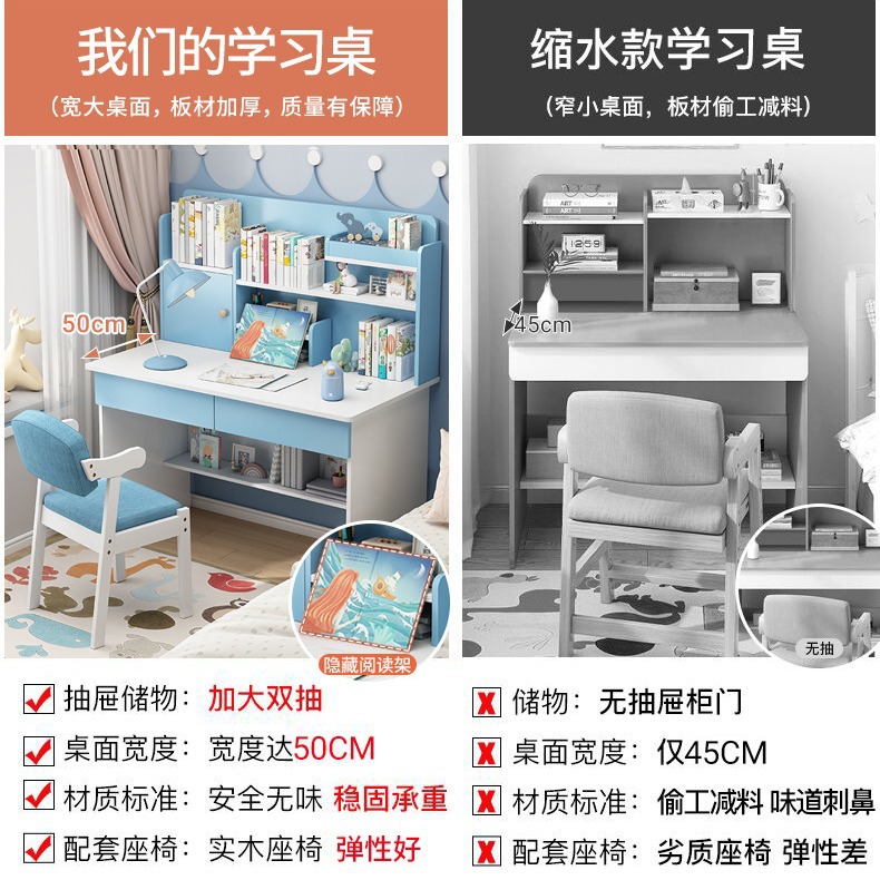 Escritorio estudiante hogar dormitorio escritorio estantería escritorio de la computadora integrada Escritorio de estudio simple niños y niñas Escritorio de escritura