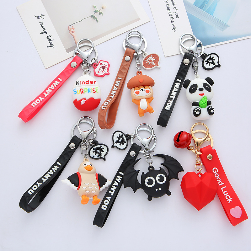 Daily Occasion Silica Gel, Metal Material Cute Heart Shape Silica Gel Metal Valentine's Day Unisex Bag Pendant Keychain